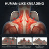 A diagram showing human-like kneading massage on the back of the neck and upper shoulders, with three modes of massage illust