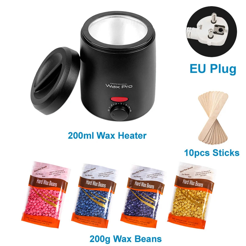 Schwarzer Wachheizer mit EU-Stecker, 10 Stäbchen und 200ml Wachsstangen.