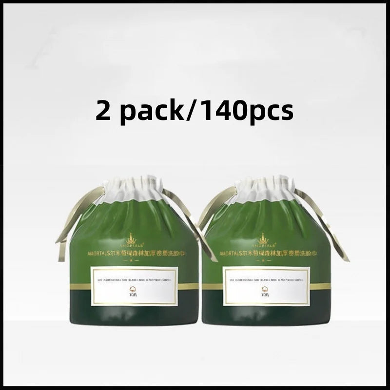 Two packs of soft cotton disposable face towels for cleansing and makeup removal