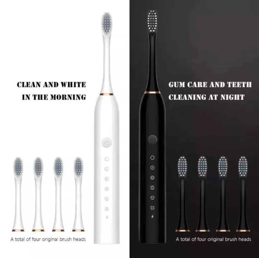 A set of four sonic electric toothbrush heads for deep oral cleaning