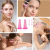 A silicone facial cupping massage set with pink and white silicone applicators being used for skin rejuvenation.