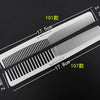 A pair of white anti-static professional hair cutting combs shown against a dark background.