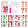 Colección de 120 uñas postizas prensables en varios diseños y colores, empaquetadas en una caja rosa.