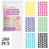 Pack of 280 multicolor star hydrocolloid acne patches for skin care