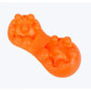 An orange neck and shoulder traction massager with raised, rounded massage balls.