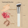 A set of handmade makeup brushes including liquid foundation, blush, and contour brushes.