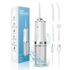 A box and various attachments of a 3-mode rechargeable oral irrigator water flosser device.