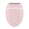 A pink 3-in-1 electric mini shaver with a silver grille and a power button.