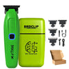 A green professional hair clipper set featuring a trimmer and accessories on a white background.