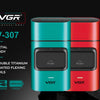 VGR V-307 electric hair trimmer set in teal and red colors with metal body and lithium battery