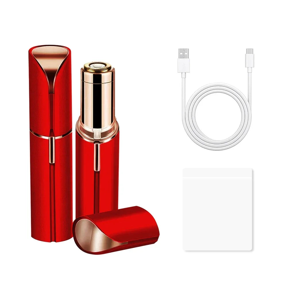 Set rot und roségold faciales Trimmer und Epilatoren mit Ladekabeln und weißer Hülle