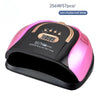 A pink and black SUN plus nail lamp device with a digital display and controls.