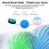 Close-up view of replacement toothbrush heads showing various designs and bristles.