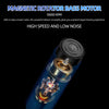 Close-up view of a magnetic rotator bass motor assembly for a portable electric shaver.