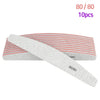 A set of 10 professional grit nail files with 80/80 grit for manicure and shaping.