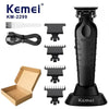 A Kemel KM-2299 electric hair clipper trimmer shown with various attachments and packaging.