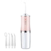 A pink and silver portable oral irrigator dental water flosser device.