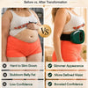 Before and after comparison showing weight loss results using an electric slimming abdominal massager belt.