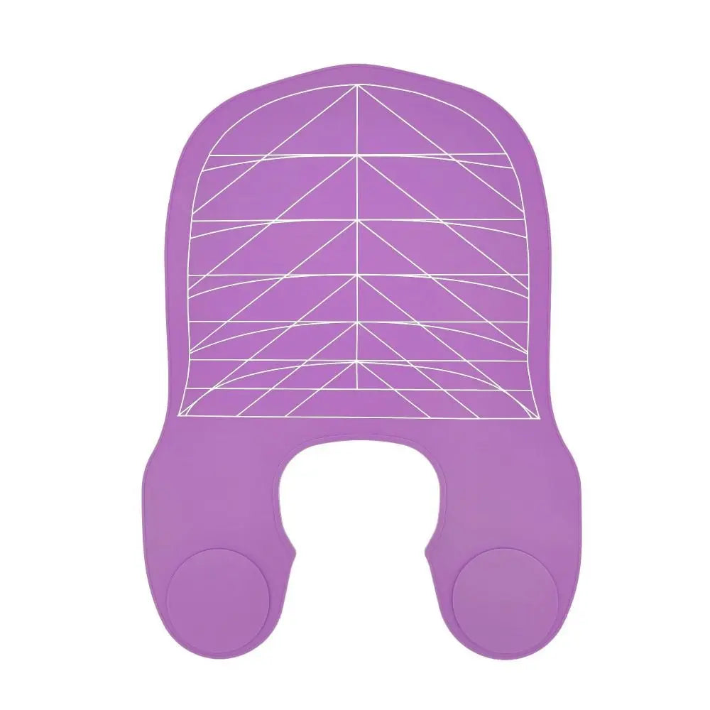 A purple reusable silicone hair dyeing cape with a cutting collar.