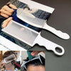 A set of professional flat top hair cutting combs shown in various angles and contexts.
