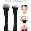 Un paire de pinceaux de maquillage noirs à double extrémité avec des poils synthétiques pour fond de teint, poudre et correct