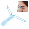 A clear reusable eyebrow shaping stencil kit shown with a close-up of its application on a woman's eyebrow.