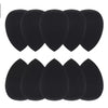 A set of nine black multifunctional makeup brushes laid out in a row.