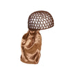 A reversible satin wrap cap bonnet in a brown mesh and satin fabric.