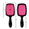Black anti-static air cushion hair comb and scalp massager with pink bristles