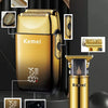 A 2-in-1 combination suit featuring a gold-colored electric trimmer kit with various attachments.