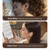 A woman is shown sleeping peacefully, and another woman is shown focusing while wearing silicone earplugs.