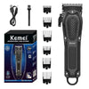 A black professional electric hair clipper trimmer set including the main unit and various attachments.
