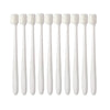 A pack of ten white silicone toothbrushes for deep cleaning.