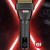 Dark Warrior high speed barber shaver in black with gold accents and an IPX6 rating.