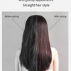 Comparación antes y después del peinado liso de cabello con una plancha y secador profesional 2 en 1