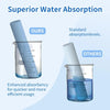 Comparison of superior water absorption in disposable face towels, showing enhanced absorption versus standard levels.