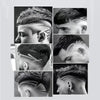 A collage showing various hairstyles achieved with a professional cordless hair clipper for men and beard trimmer.