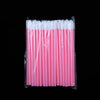 A pack of pink disposable lip brushes with nylon applicator wands in clear plastic packaging.