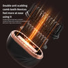A close-up view of a black double anti scalding comb teeth product being used for hair styling.