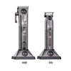 Ein Paar professioneller kabelloser Haarschere, Modelle M8F und M9, nebeneinander dargestellt.