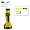 Yellow Kemei KM-1595 professional rechargeable hair clipper and trimmer set with a black cord.