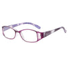 Purple-tinted ultralight anti-blue light reading glasses with a translucent frame.