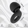 A black silicone ear plug is shown against a white background with dimensions labeled.