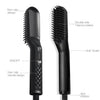 Black professional hair straightening comb with titanium plates and anti-scald features