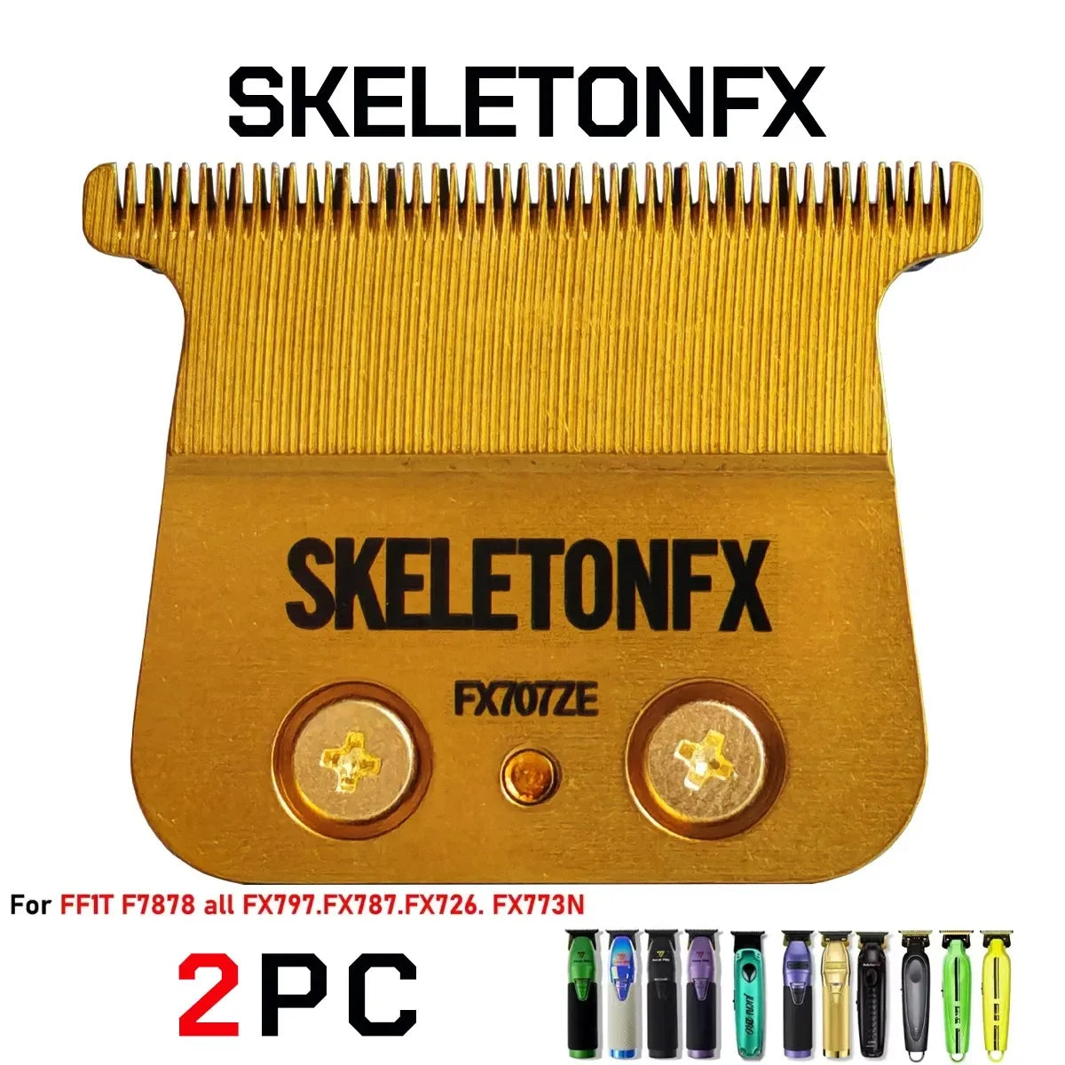 A pair of SkeletonFX replacement blades, labeled FX707ZE, for trimmers and clippers.