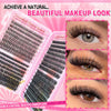 A close-up of a DIY lash extension kit showing individual clusters of black lashes for makeup looks.