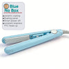 A light blue ceramic hair curler and straightener tool with a smooth body and heating element.