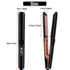 A black professional ceramic hair straightening iron shown with various size measurements.