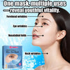 A woman shows facial wrinkles and neck wrinkles, demonstrating the use of a Dull Eraser Blue Eye Mask.