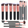 A collection of professional makeup brushes in various sizes and shapes, including foundation, powder, and blending brushes.